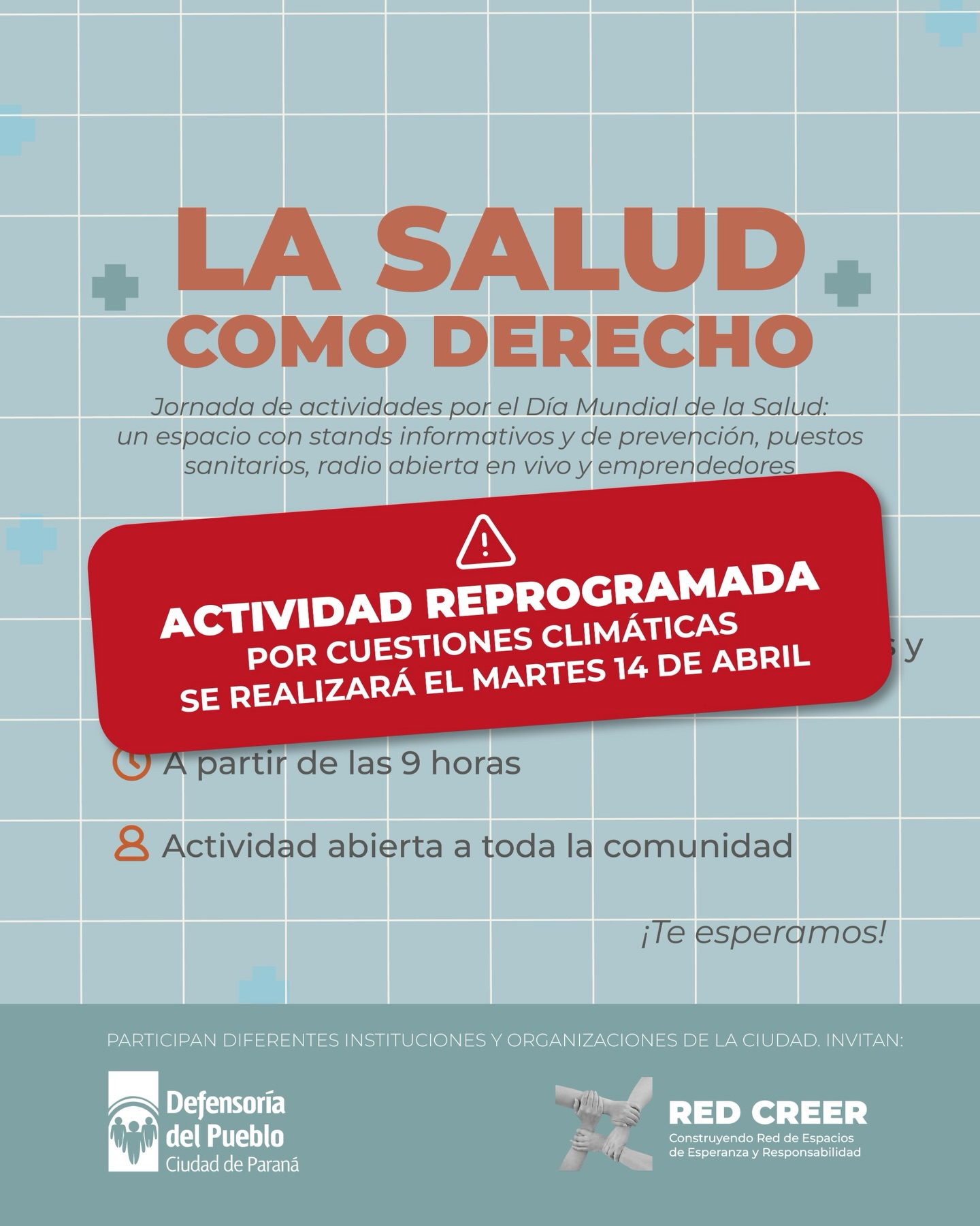 Se reprograma la jornada “La salud como derecho” debido a las condiciones climáticas