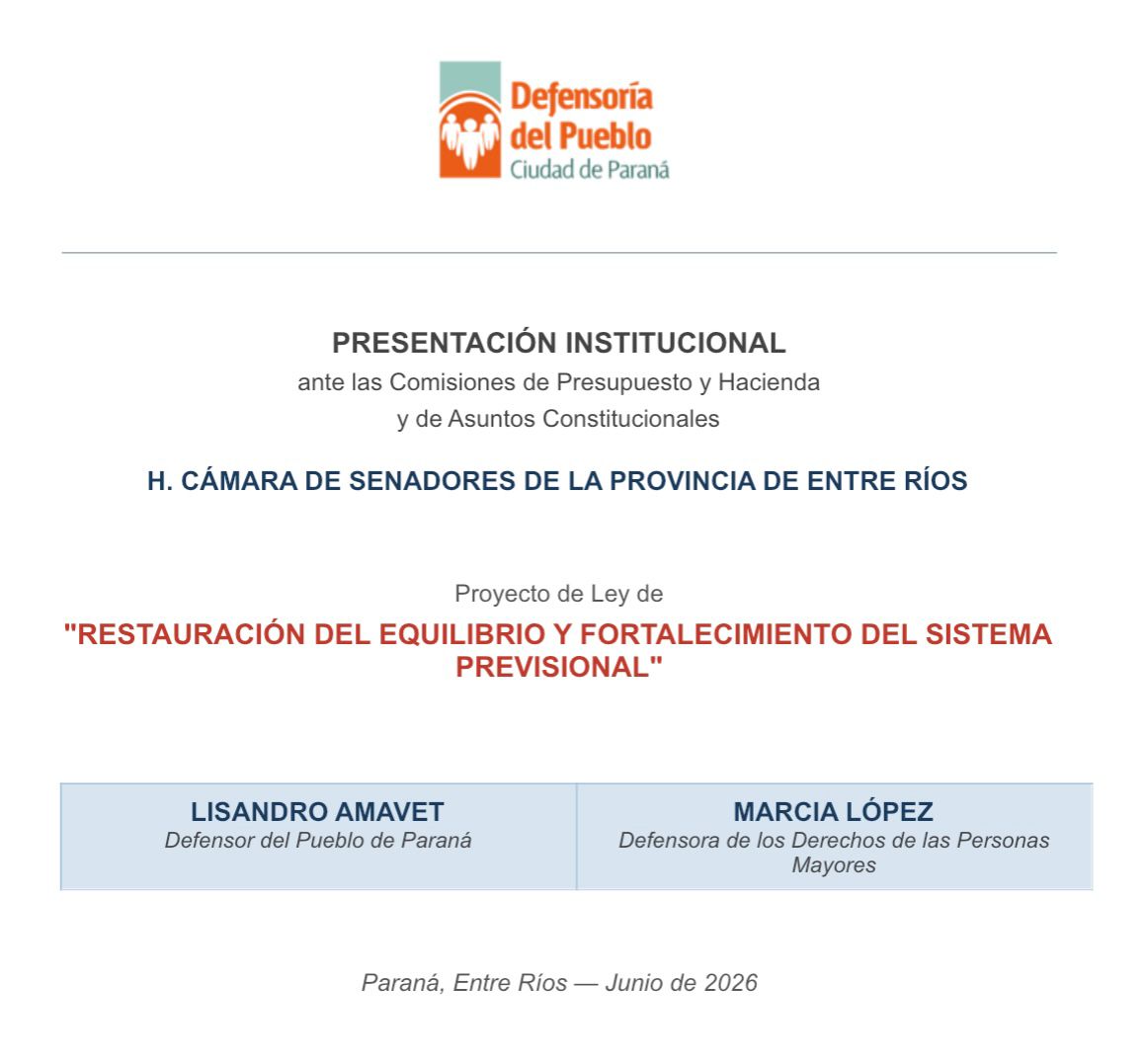 La Defensoría del Pueblo fijó posición respecto del proyecto de reforma previsional