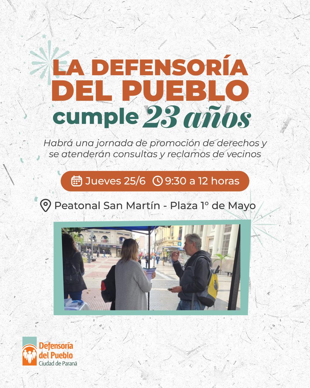 La Defensoría del Pueblo cumple 23 años y celebra con actividades en la comunidad